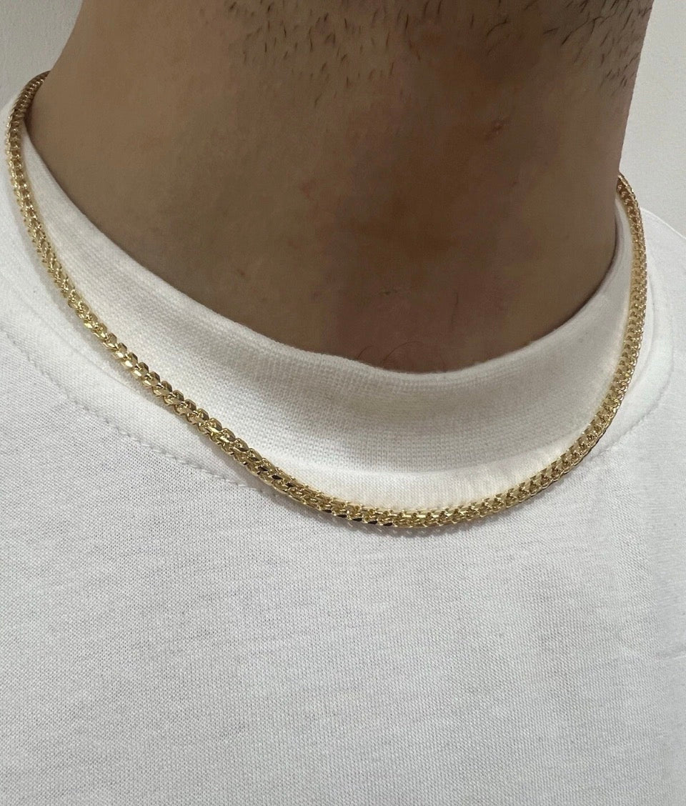 Solid 9ct Yellow Gold 22 Inch Franco Chain - 3mm Franco - Full UK Hallmark
