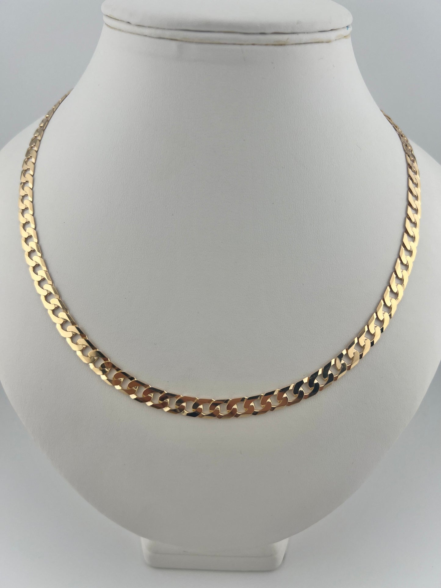 9ct Solid Gold Men’s Chain 18, 20, 22, 24, 28 INCH - 7mm Flat Curb Chain - Full UK Hallmark