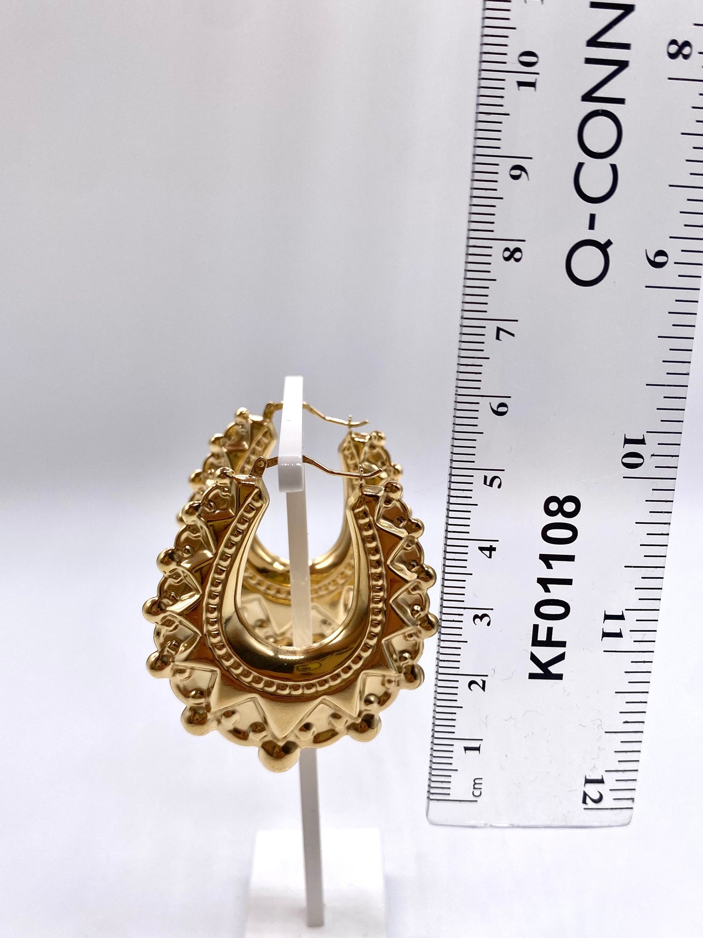 XL 9CT YELLOW GOLD HALLMARKED VICTORIAN 2INCH CHUNKY OVAL CREOLE HOOP EARRINGS