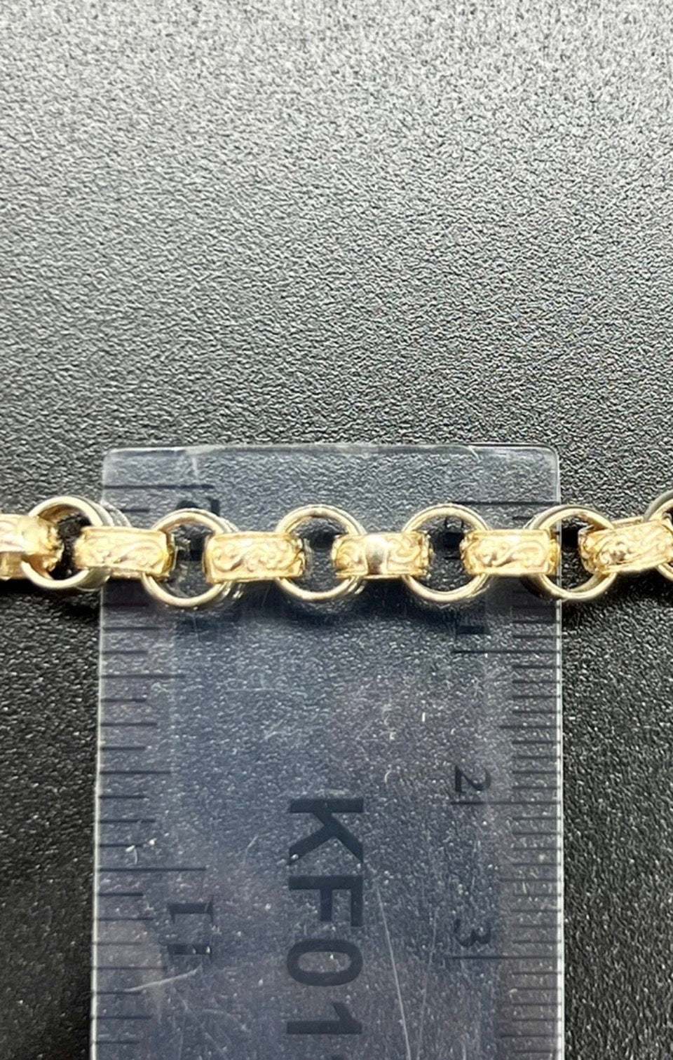 Solid 9ct Yellow Gold 6.6mm Plain & Engraved Belcher Bracelet - 24 Inches