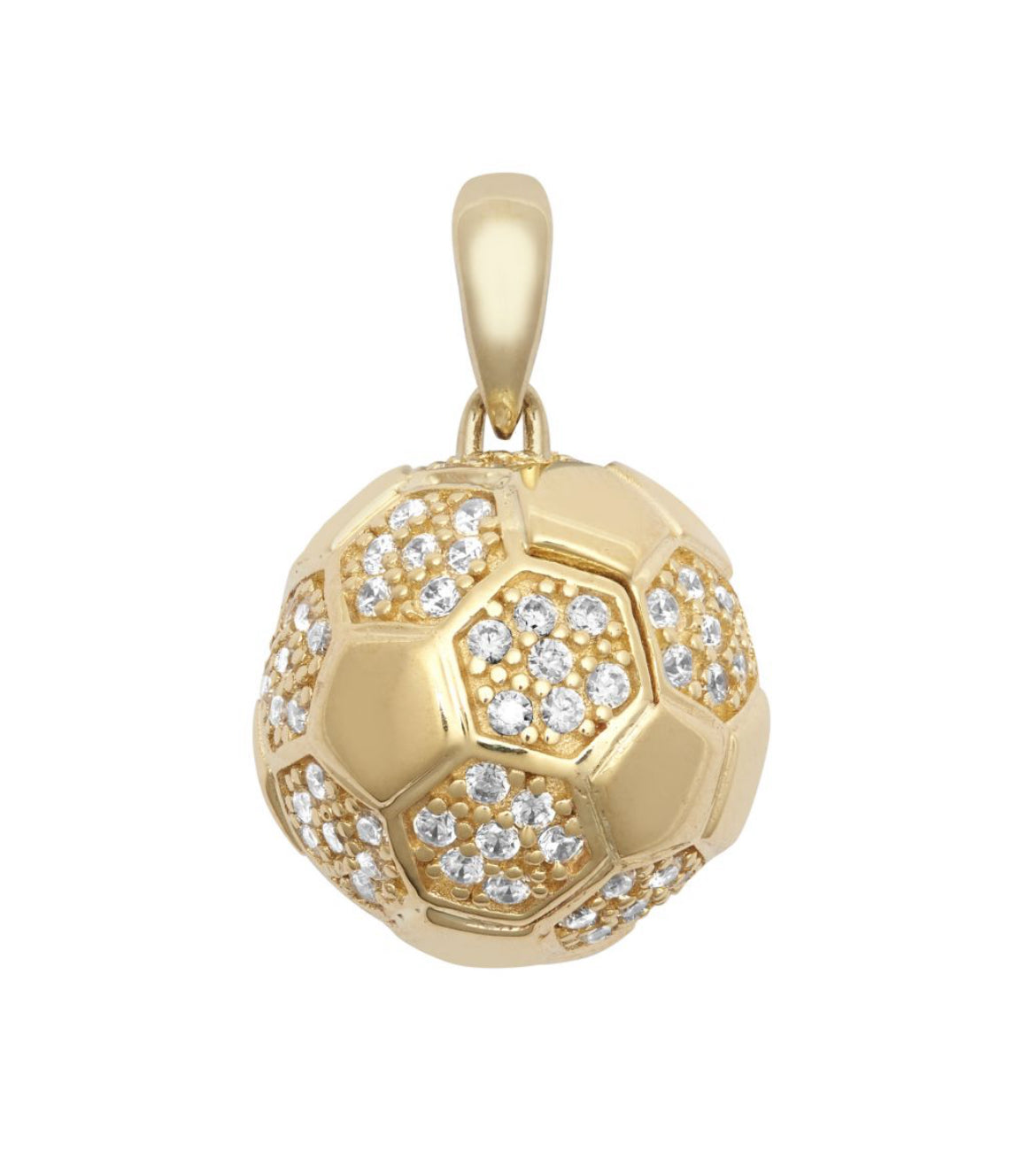 9ct Yellow Gold Cz set Football Pendant Charm - Fully Hallmarked