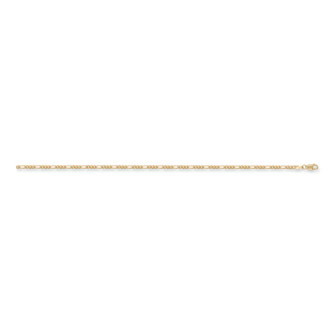Solid 9ct Yellow Gold 2.2mm Wide Figaro Chain