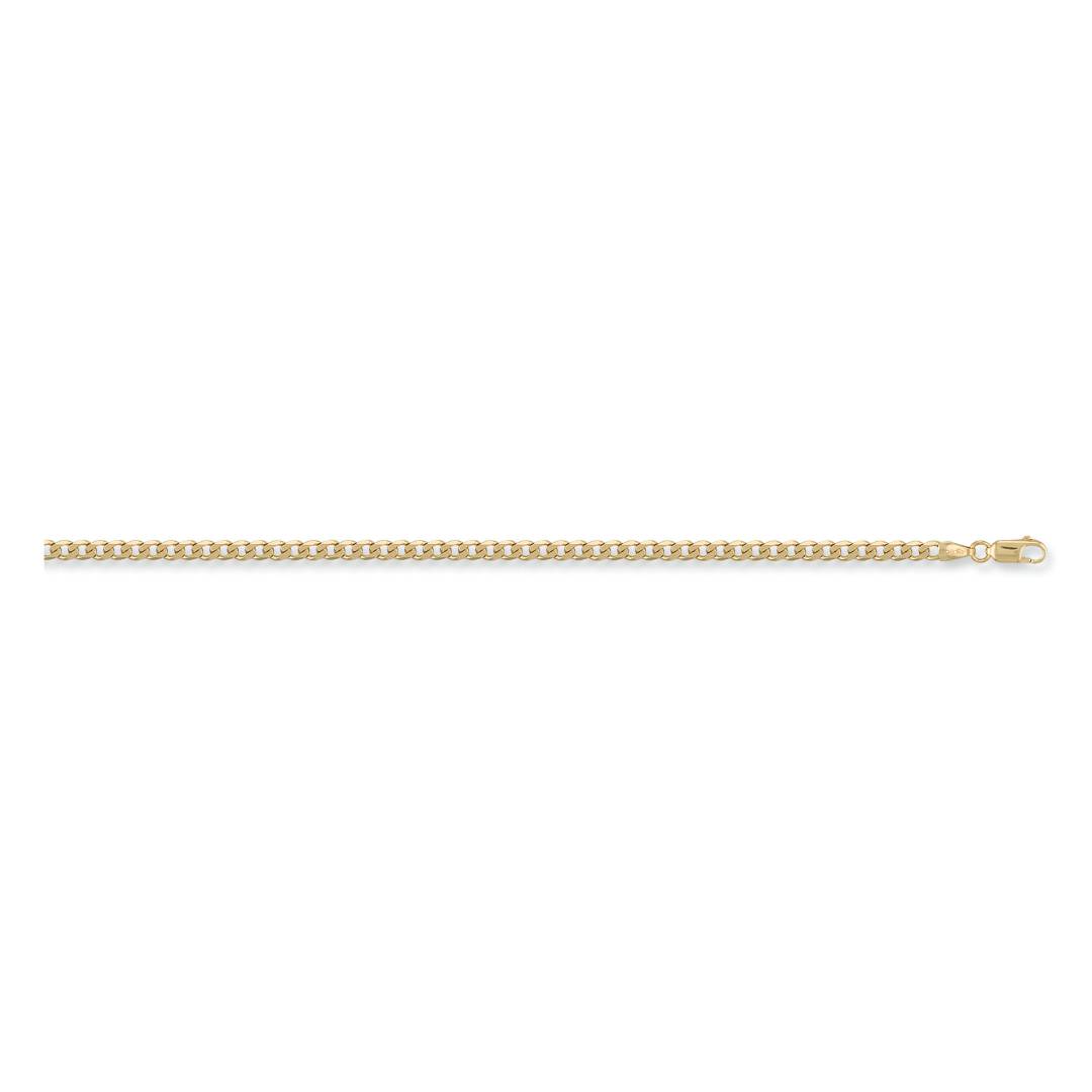 Solid 9ct Yellow Gold Curb Chain - 4mm Wide - 8.5 Inches
