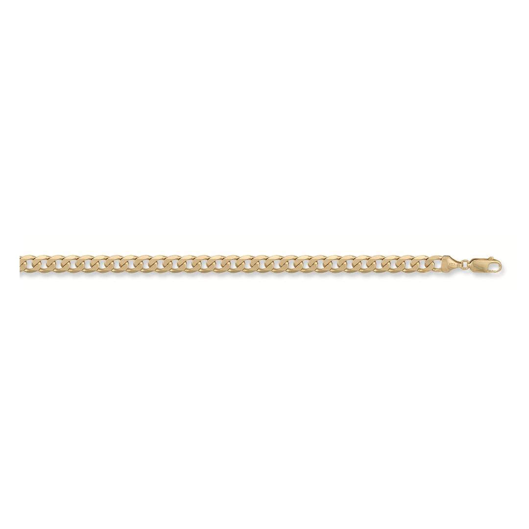 Solid 9ct Yellow Gold 7mm Curb Chain - 18 - 30 Inches