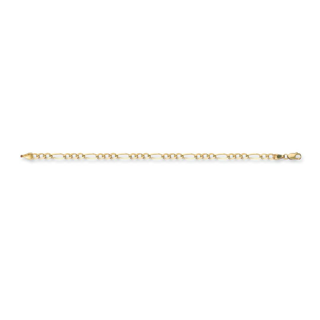 Solid 9ct Yellow Gold 3.5mm Flat Figaro Chain