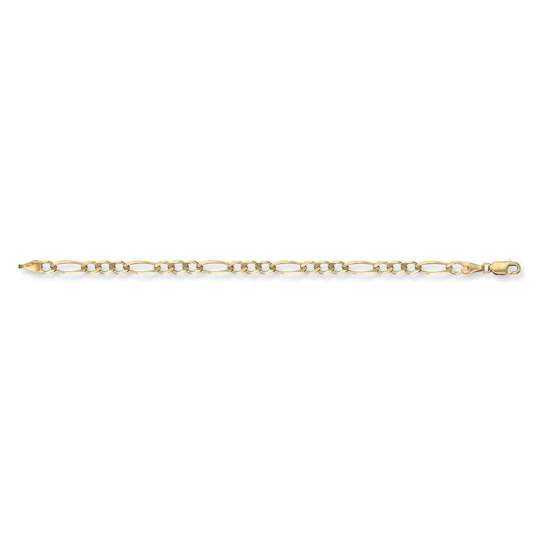 Solid 9ct Yellow Gold 4.5mm Flat Figaro Chain
