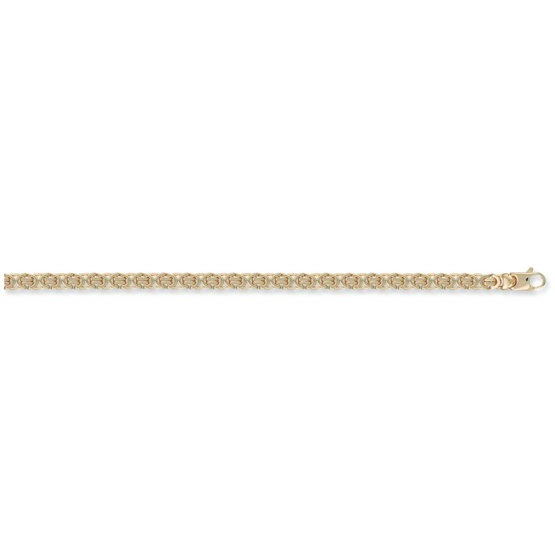 Solid 9ct Yellow Gold 6mm Flat Byzantine Bracelet - 8.5 Inches
