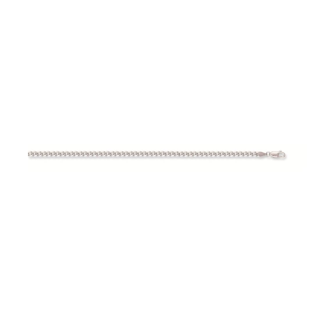 Solid 9ct White Gold 5mm Curb Chain 18-28 Inches