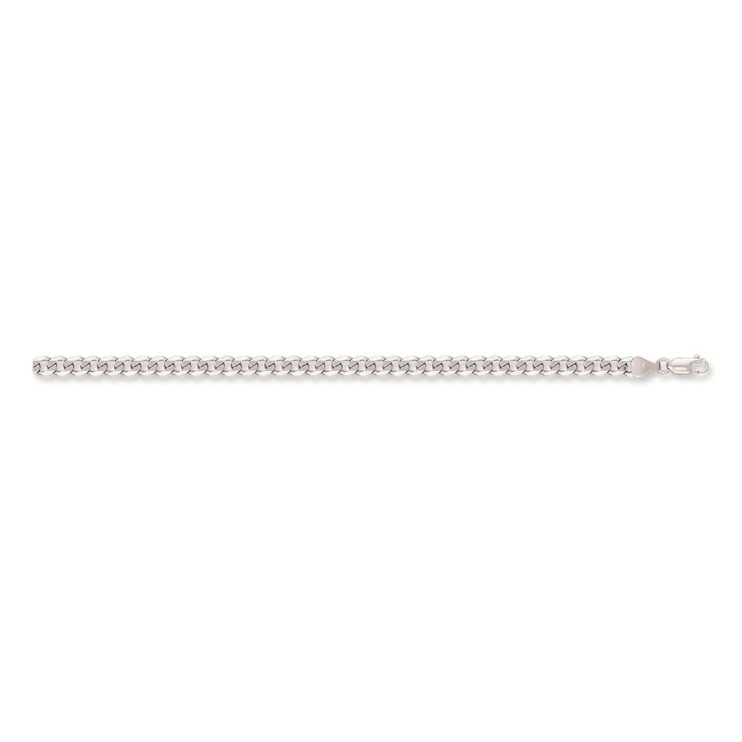 Solid 9ct White Gold 8mm Curb Chain 18-28 Inches