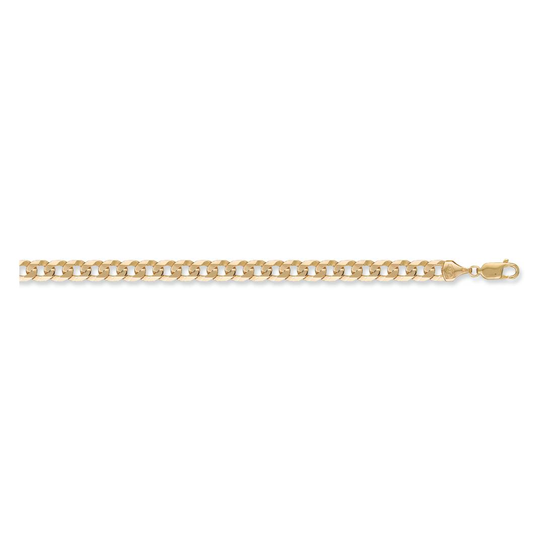 Solid 9ct Yellow Gold 8mm Flat Curb Chains 18-24 Inches