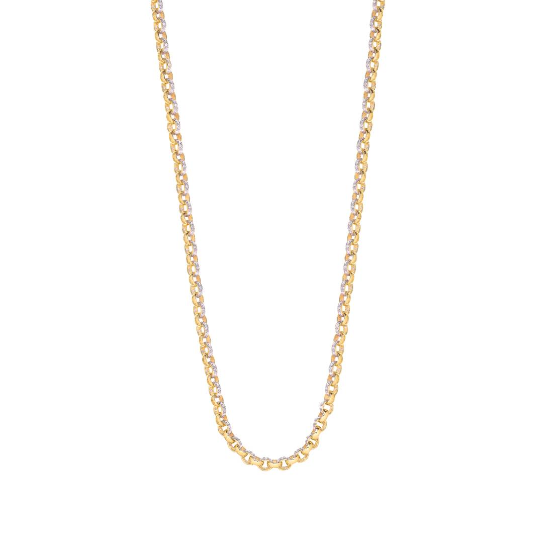 Solid 9ct Yellow Gold 7.5mm Cz Belcher Bracelet - 8.5 Inches