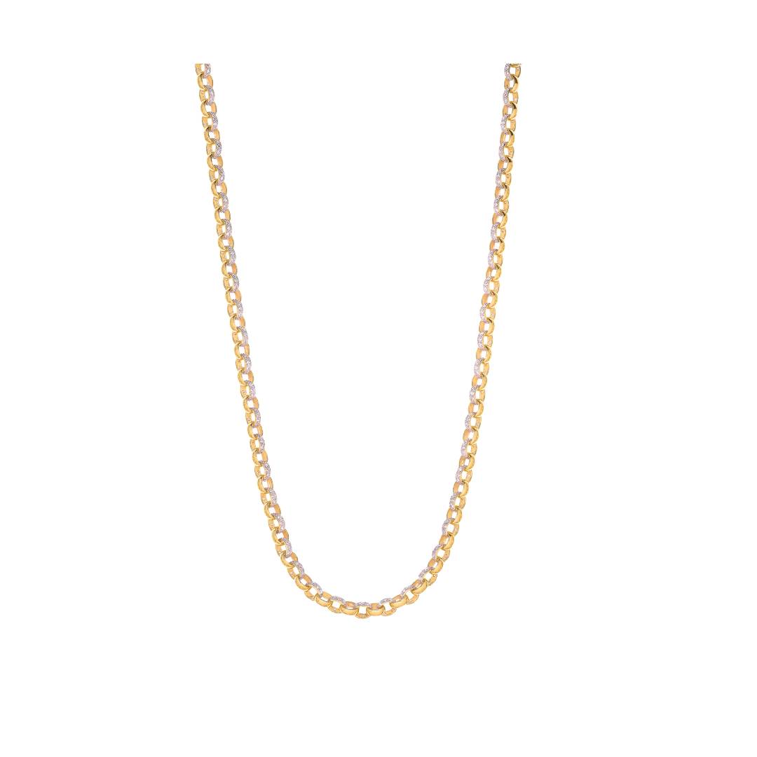 Solid 9ct Yellow Gold 8mm Cz Belcher Bracelet - 28 Inches