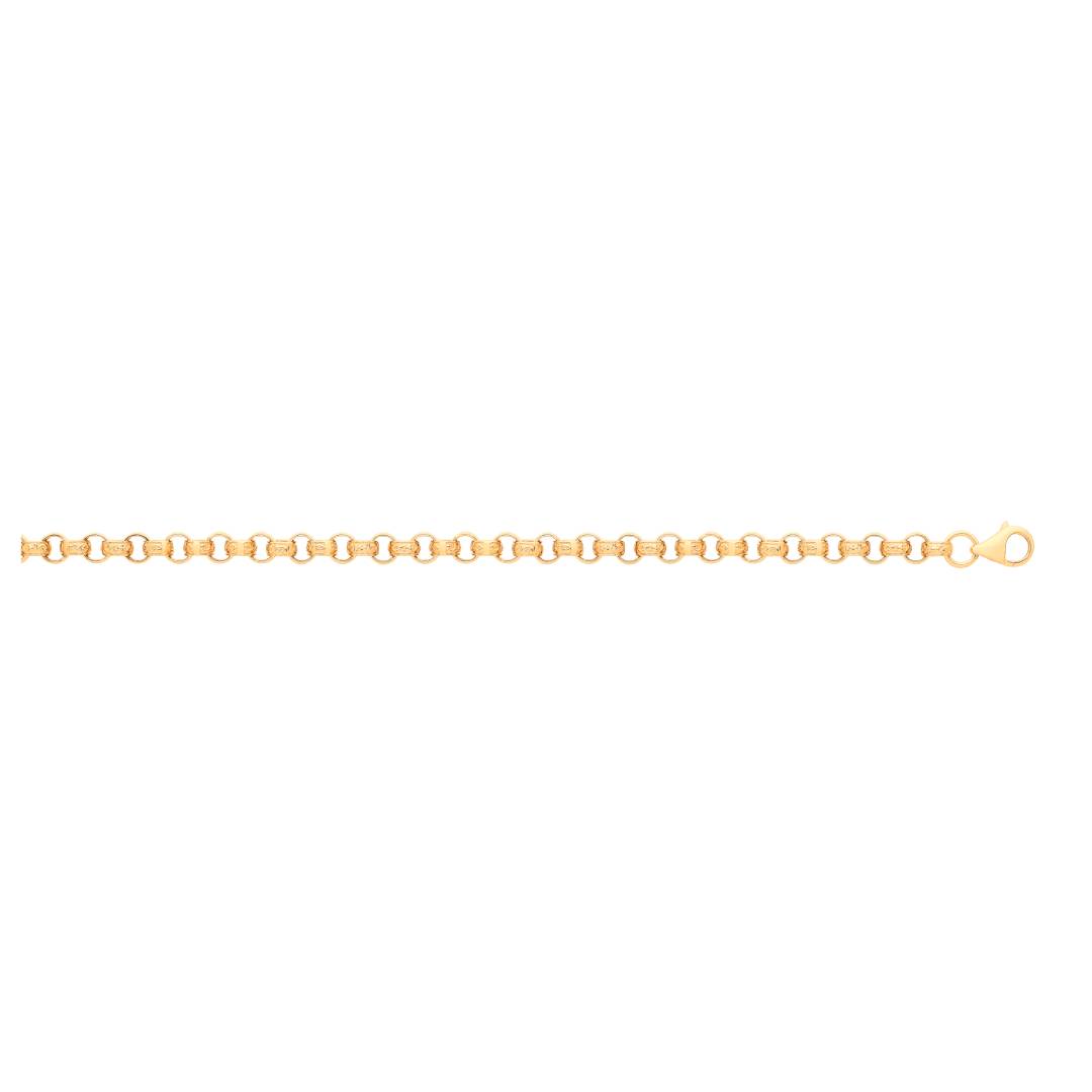 Solid 9ct Yellow Gold 6.6mm Plain & Engraved Belcher Bracelet - 20 Inches