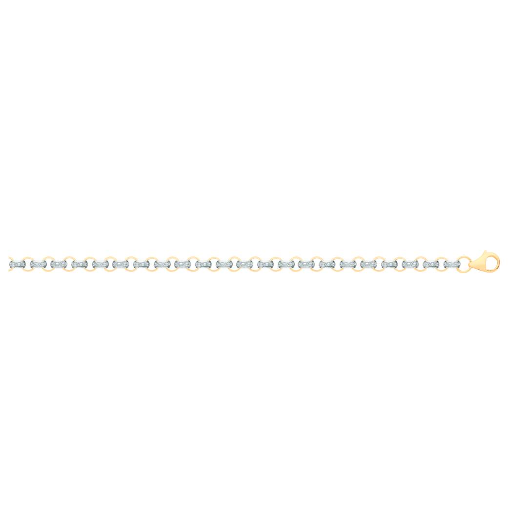 Solid 9ct Yellow Gold 6mm Cz Belcher Bracelet - 22 Inches