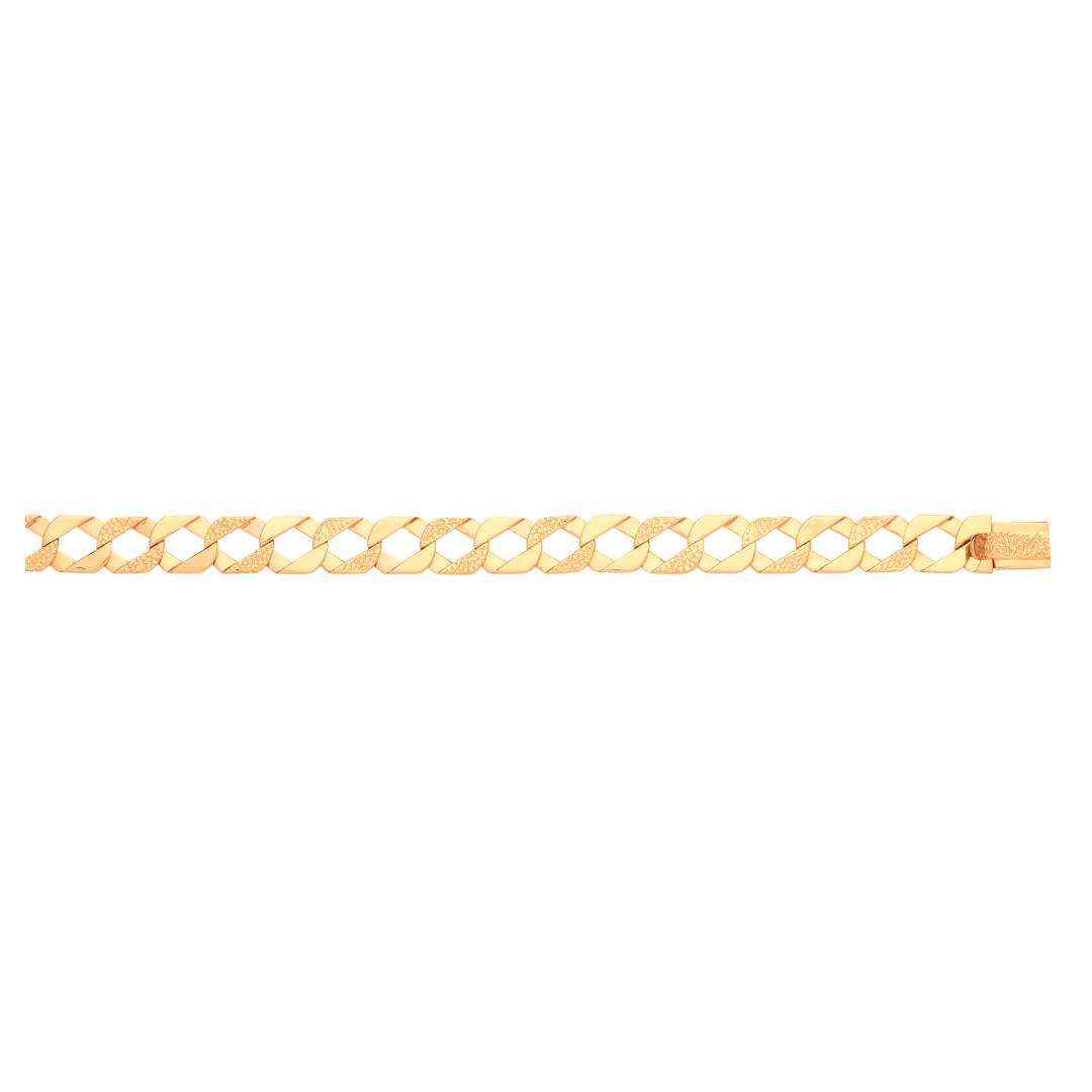 Solid 9ct Yellow Gold 13mm Chaps Chain Plain & Engraved Gold Links