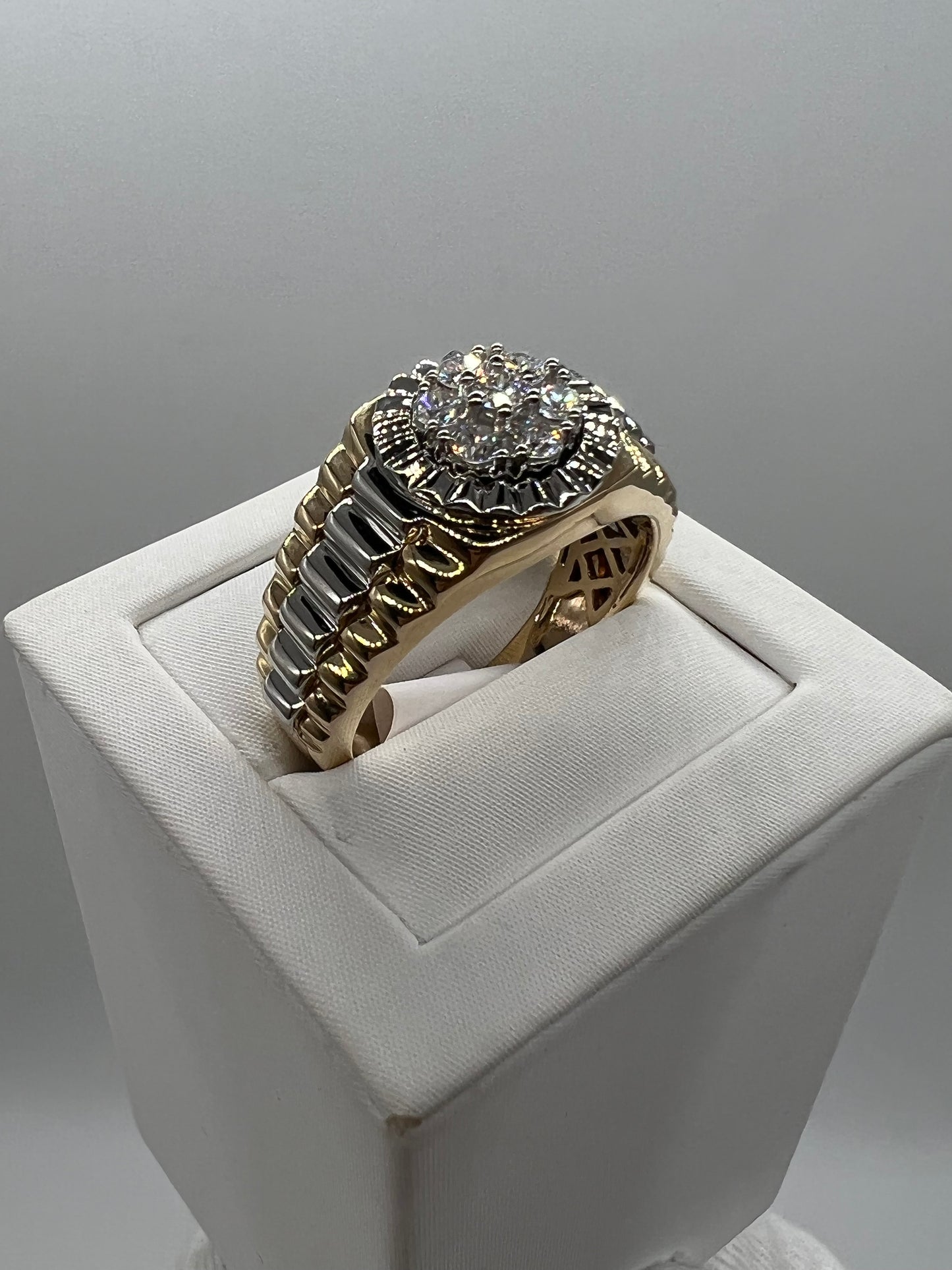 9ct Men’s Yellow & White Gold 0.50ct Diamond Ring - UK Size X - Fully Hallmarked