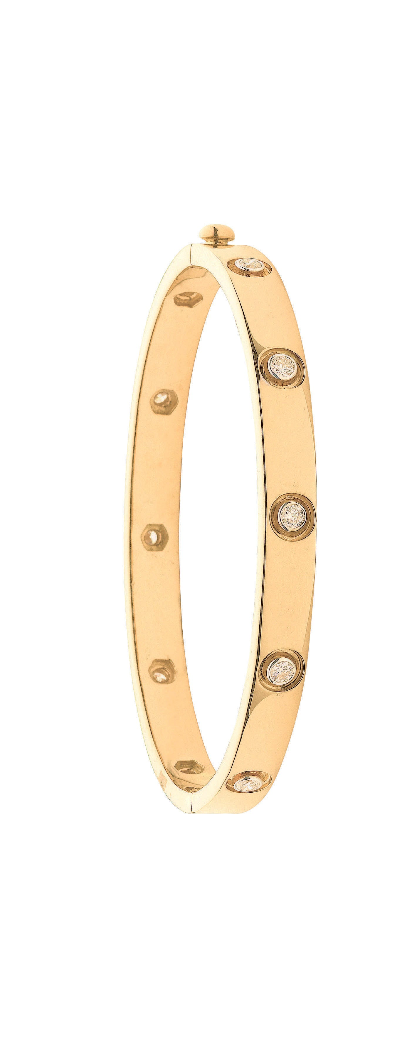Solid 18ct Yellow Gold 1.00ct Ladies Diamond Bangle