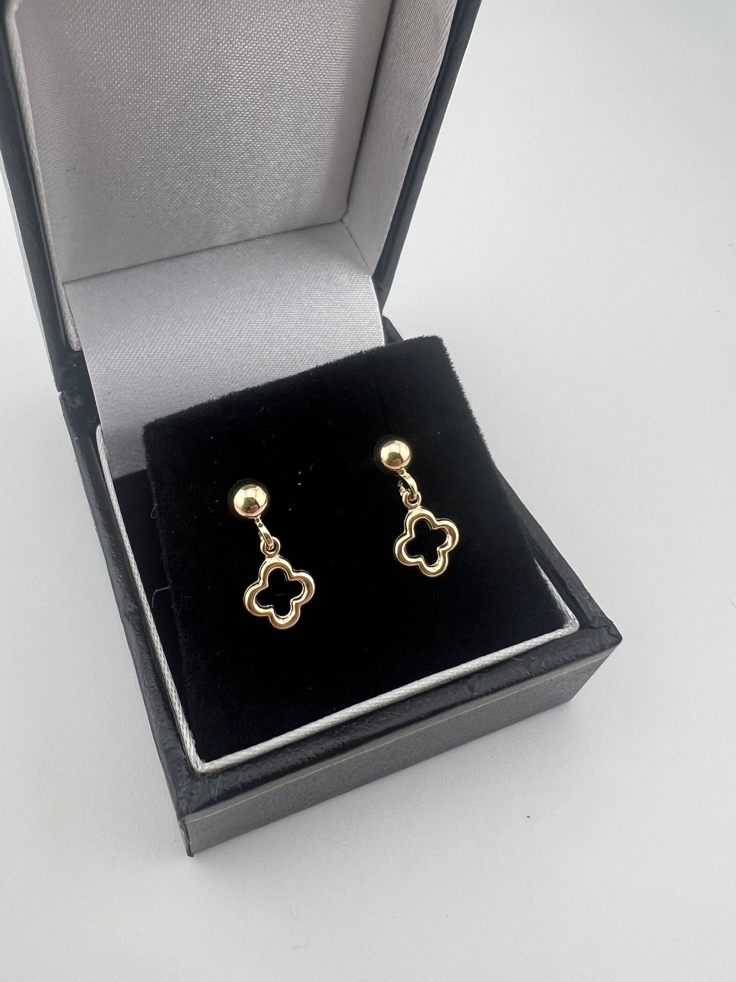 Kids 9ct Gold Clover Stud Dangling Earrings