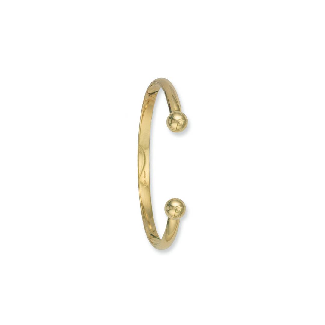 Solid 9ct Yellow Gold Men's 5mm D-Shape Torque Bangle