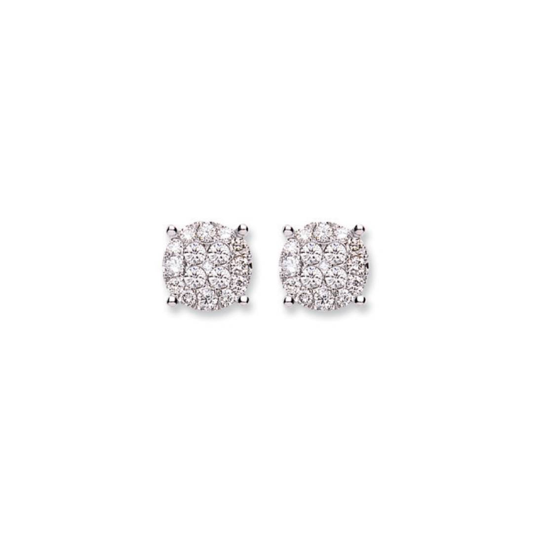 18Ct White Gold 1.00ct Cluster Diamond Studs