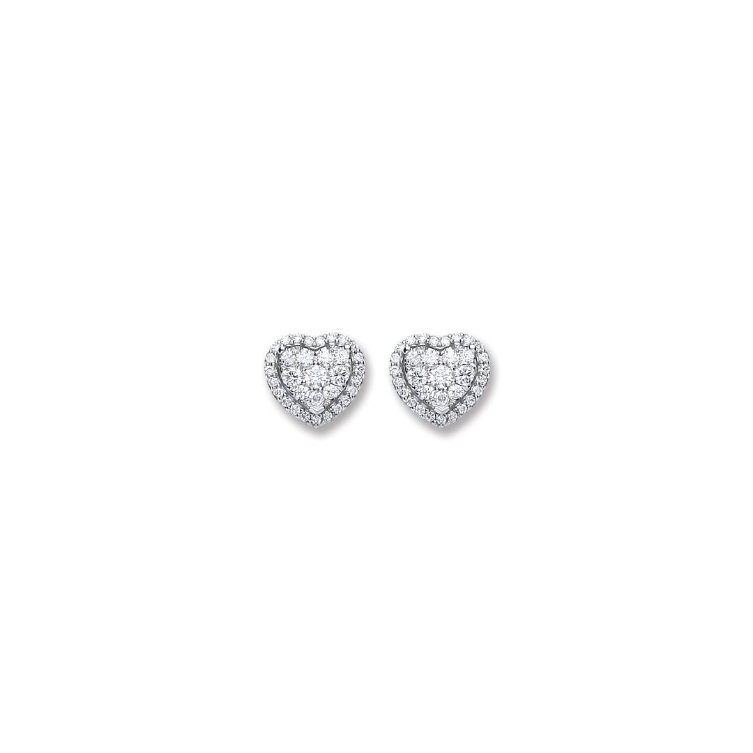 18ct White Gold 0.45ct Diamond Heart Stud Earrings
