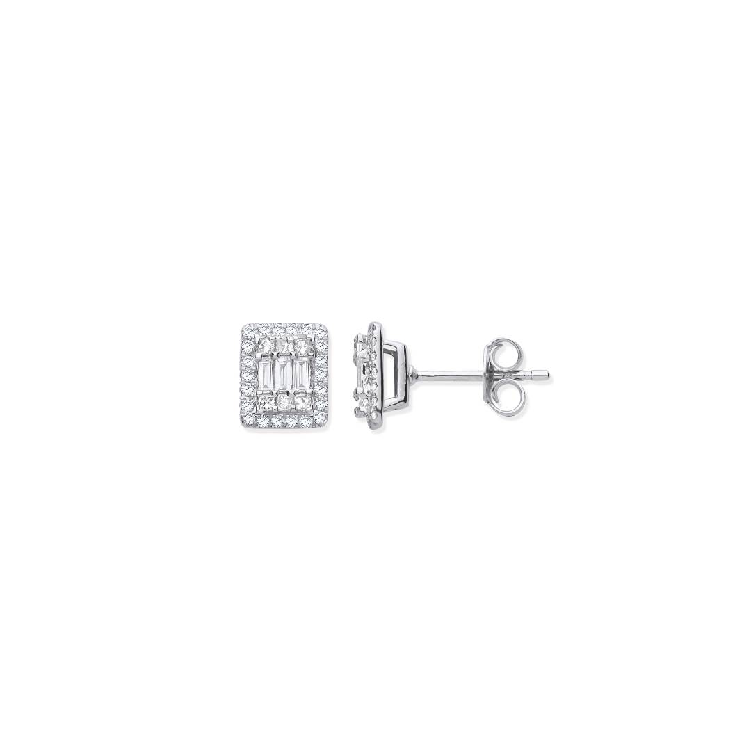 18ct WG Rectangular Studs Set with 0.50ctw Diamonds