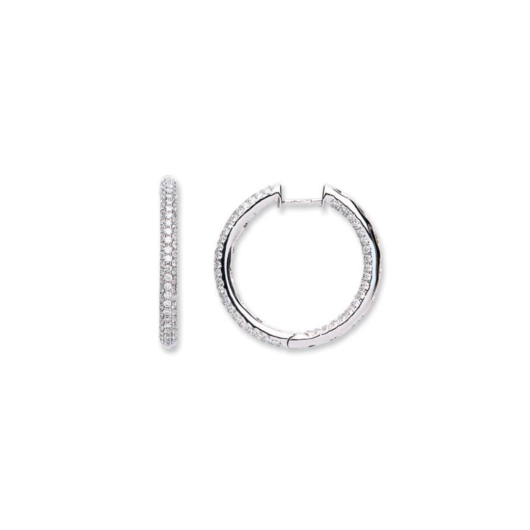 18ct White Gold 1.60ct Diamond Hoop Earrings