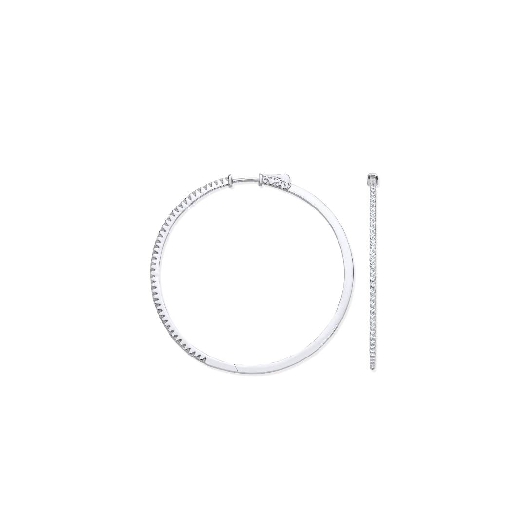 18ct White Gold 1.1ctw Claw Set Hoop Earrings