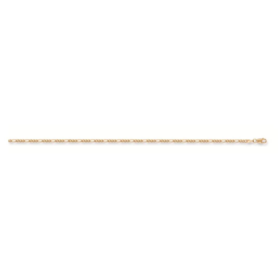 Solid 9ct Yellow Gold Figaro Link Anklet - 2.2mm Wide