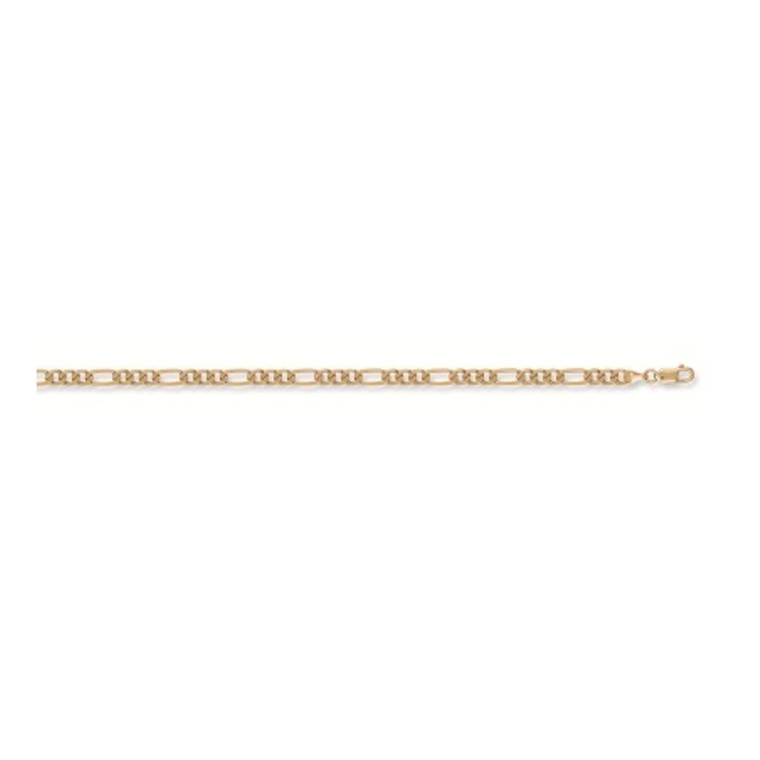 Solid 9ct Yellow Gold Figaro Link Anklet - 3mm Wide