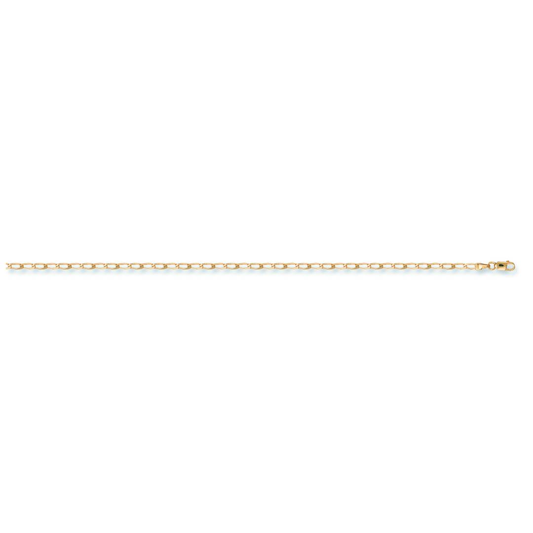 Solid 9ct Yellow Gold Rada Link Anklet - 2.6mm Wide