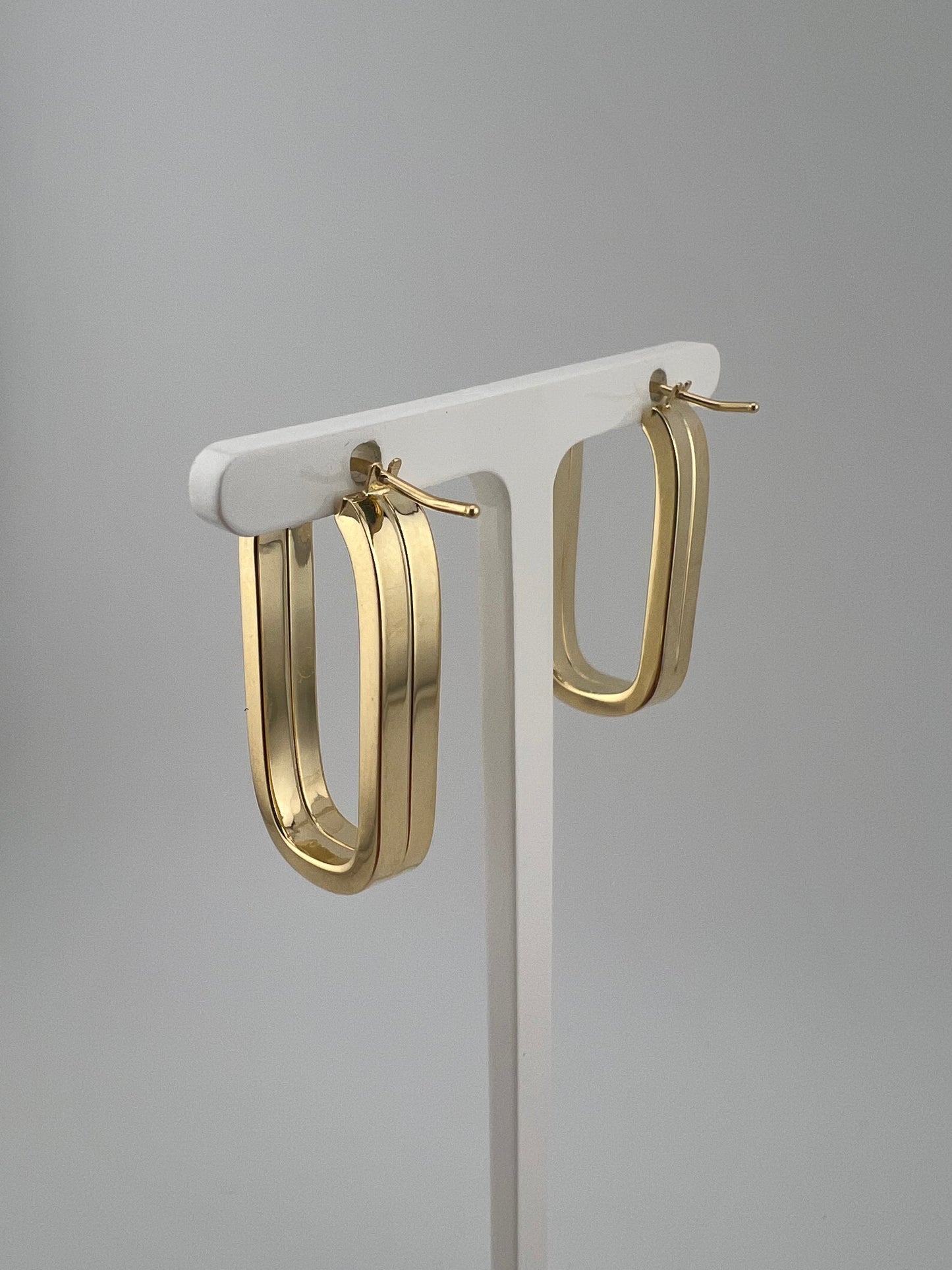 Ladies 9ct Gold Earrings New - Ladies 9ct Yellow Gold Drop Earrings - 28mm Drops