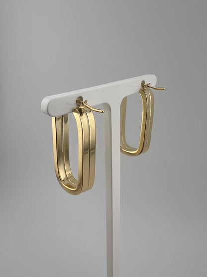Ladies 9ct Gold Earrings New - Ladies 9ct Yellow Gold Drop Earrings - 28mm Drops