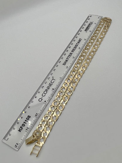 New Solid 9ct Yellow Gold Flat Curb Link - 24 Inch - 11mm Wide - UK Hallmark