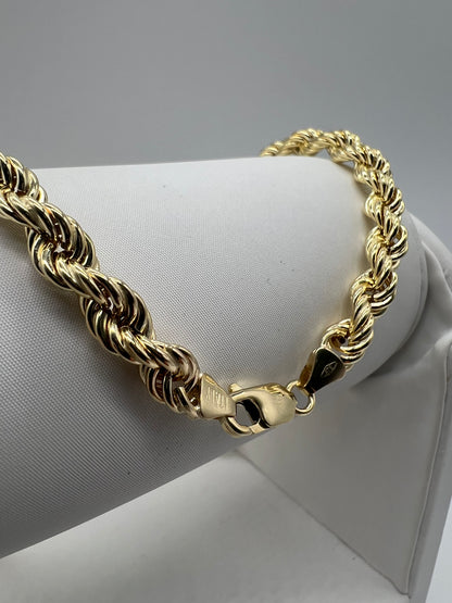 9ct Yellow Gold 6mm Rope Chains & Bracelets - 7.5, 8.5, 18, 20, 22, 24, 28, 30, 34 Inch - Full UK Hallmark