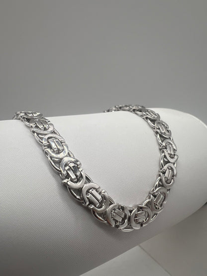Men’s Solid 9ct White Gold - 6mm Wide - 8.5 Inch -  Men’s Byzantine Bracelet