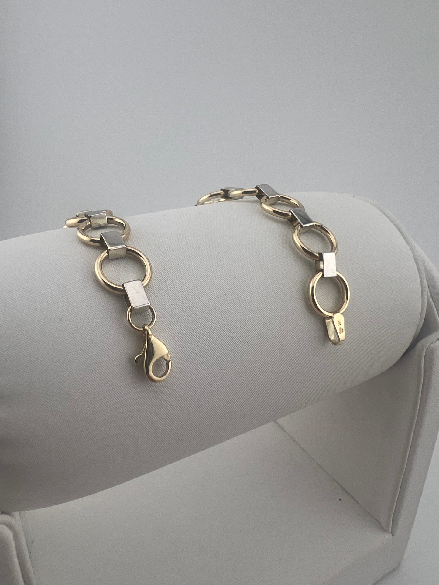 9ct Yellow & White Gold 10mm Wide Bracelet - 7.5 Inch Ladies Gold Bracelet UK