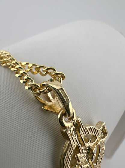 Solid 9ct Yellow Gold Ornate Large Solid Classic Celtic Cross Pendant