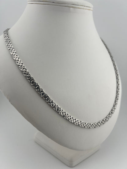 Solid 9ct White Gold Byzantine Chain - 6mm Wide - 24 Inch - Fully Hallmarked