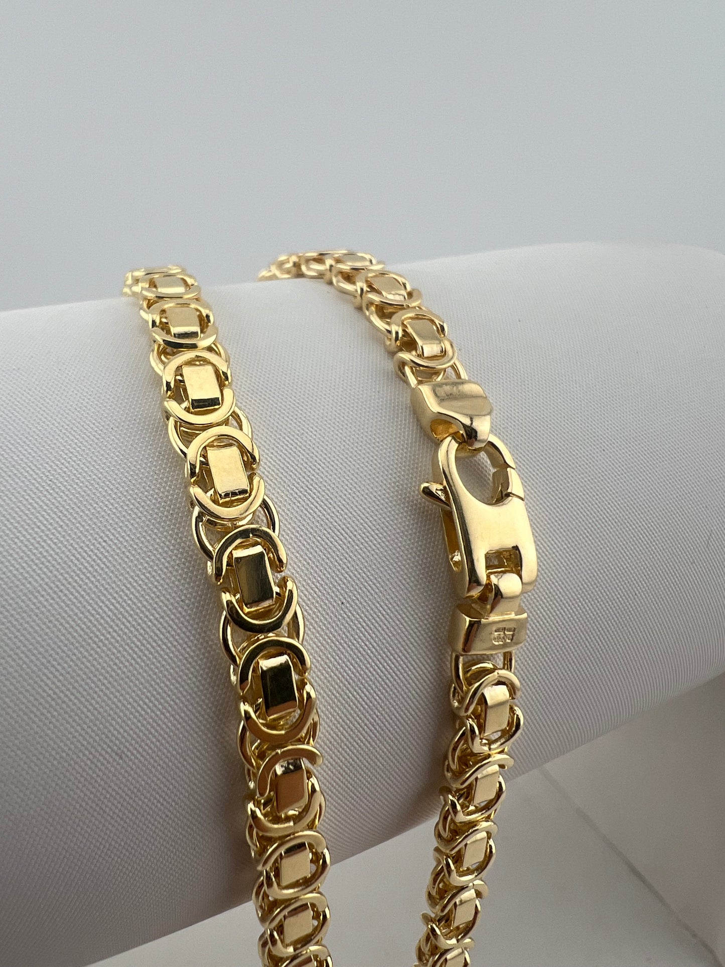 Solid 9ct Yellow Gold 7.5 INCH  - 5mm Byzantine Bracelet - Fully Hallmarked