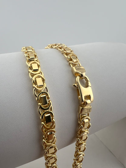 Solid 9ct Yellow Gold 7.5 INCH  - 5mm Byzantine Bracelet - Fully Hallmarked