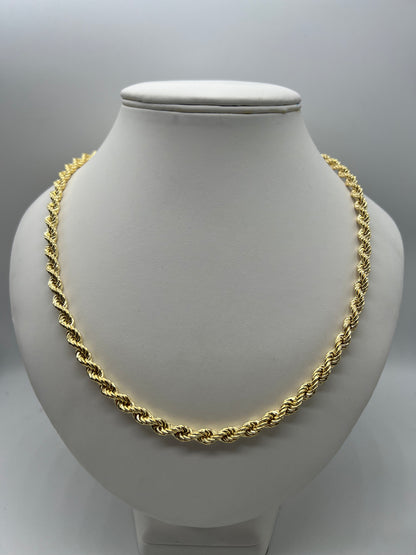 9ct Yellow Gold 6mm Rope Chains & Bracelets - 7.5, 8.5, 18, 20, 22, 24, 28, 30, 34 Inch - Full UK Hallmark
