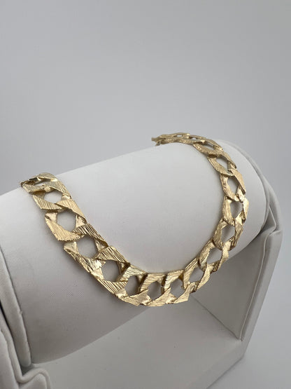 9ct Solid Gold Men's Bracelet 8.5 INCH - 9mm Flat Curb FULL UK HALLMARK & BOXED