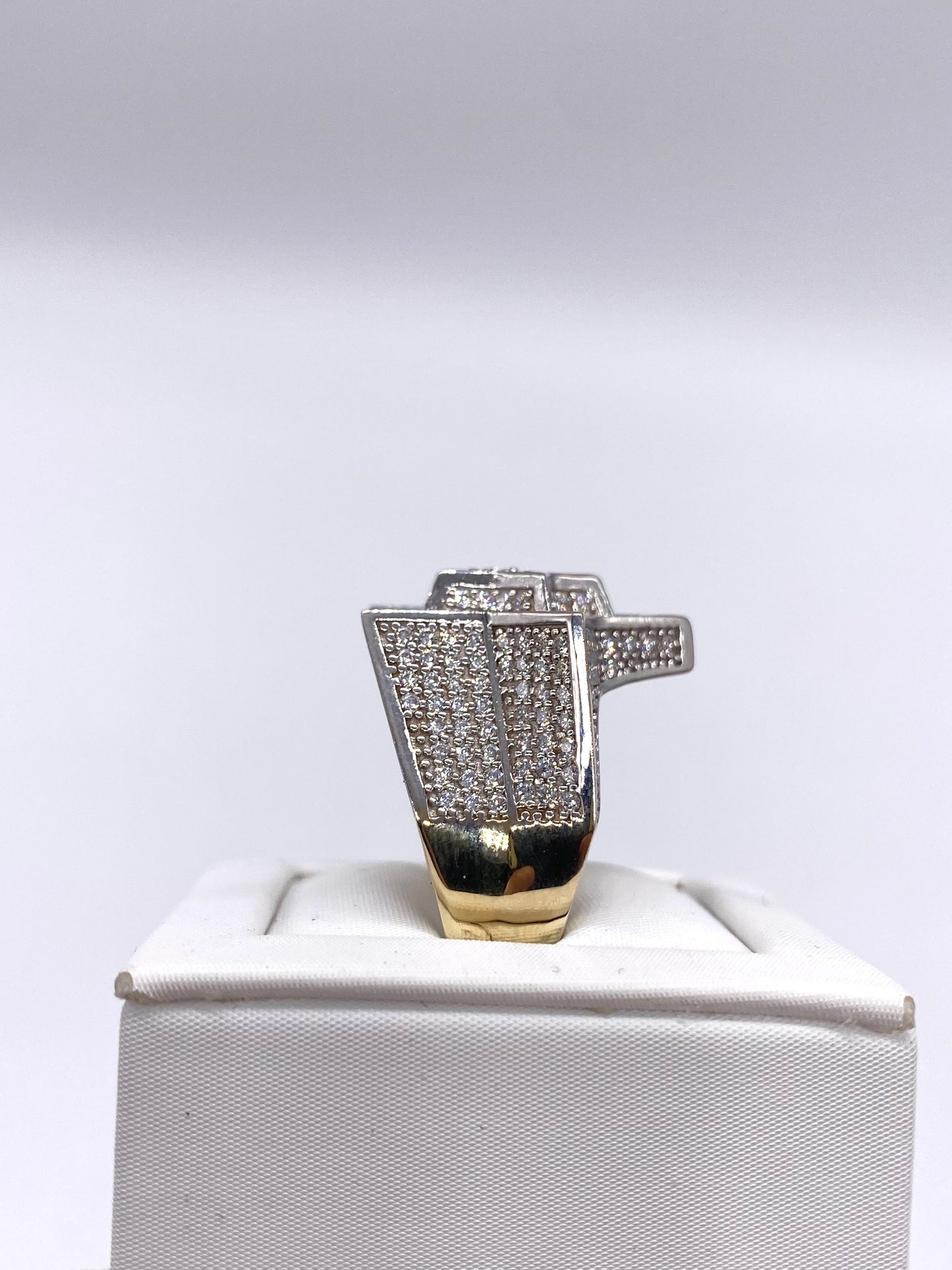 Genuine 9ct Gold  Men's Cz Star Ring UK Size T - Fully Hallmarked & Boxed