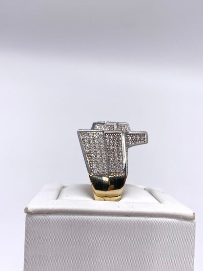 Genuine 9ct Gold  Men's Cz Star Ring UK Size T - Fully Hallmarked & Boxed