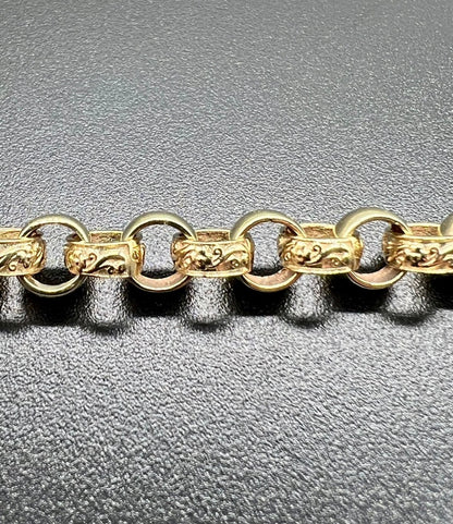 Solid 9ct Yellow Gold 6.6mm Plain & Engraved Belcher Bracelet - 24 Inches