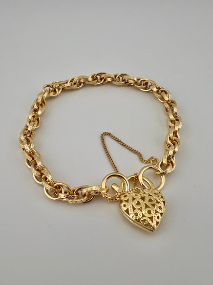 9ct Yellow Gold Price Of Wales Padlock Bracelet - 7.5 INCH - Fully Hallmarked