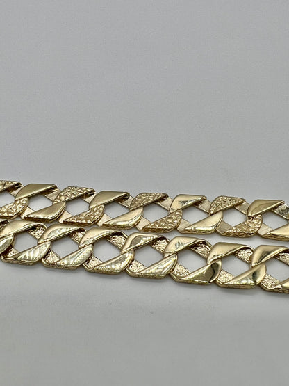 New Solid 9ct Yellow Gold Flat Curb Link - 24 Inch - 11mm Wide - UK Hallmark