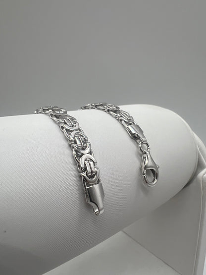 Solid 9ct White Gold Byzantine Chain - 6mm Wide - 24 Inch - Fully Hallmarked
