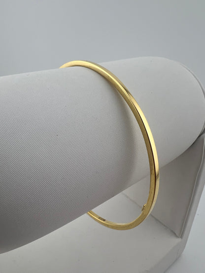 Women’s 9ct Yellow Gold Plain Bracelet - Ladies Gold 2mm Thin Plain Slave Bangle